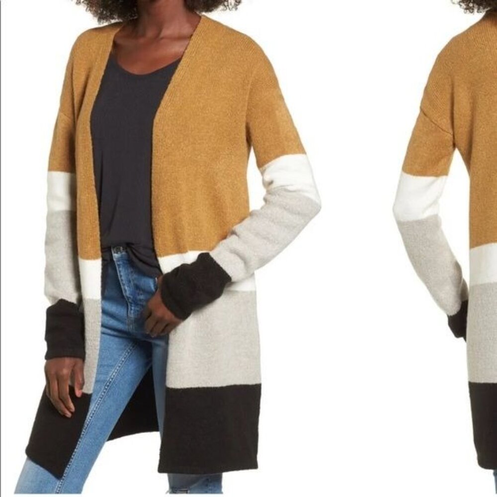 NWT Woman's Love By Design Color Block Open Front Cardigan Sweater Size Large